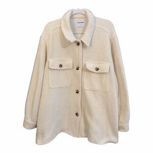 Soft Girl Cream Shacket | Plush Textured Oversized Button Jacket 3X